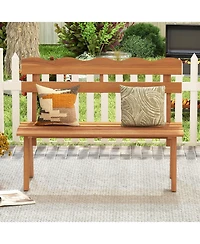 Sugift Outdoor Acacia Wood Garden Bench with Heavy Duty Capacity