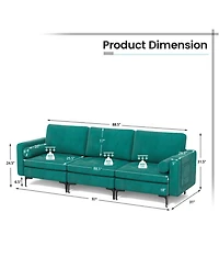 Gouun 97 in Modular 3-Seat Sofa Couch with Usb Ports and Side Storage Pocket