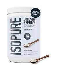Isopure Collagen Peptides Powder, Promotes Hair, Nail, Skin and Joint Health, with Vitamin C and Biotin, Unflavored, 14 Servings