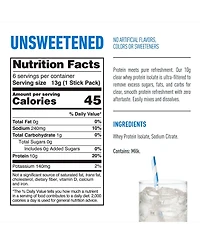 Isopure Clear Protein with Electrolytes, Unsweetened Stick Pack, 6 Count