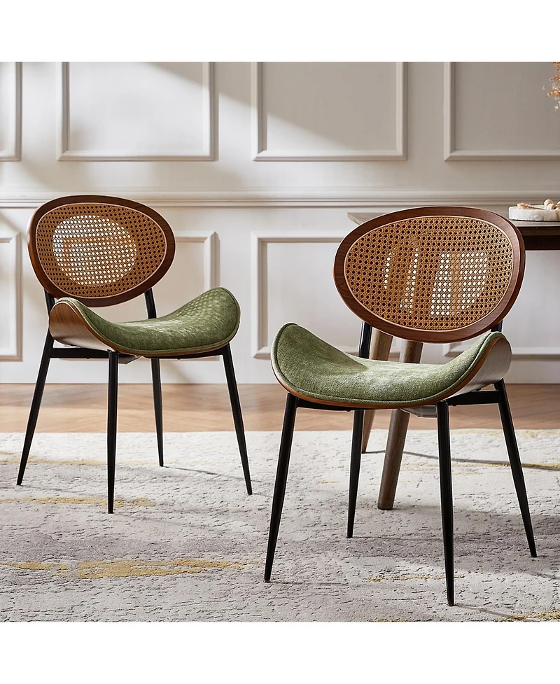 Hulala Home Pateley Mid-Century Modern Rattan Dinning Chair
