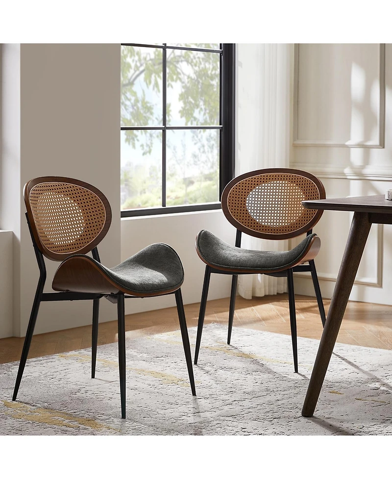 Hulala Home Pateley Mid-Century Modern Rattan Dinning Chair