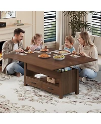 gaomon Coffee Table Lift Top, Multi-Function Convertible Coffee Table with Drawers and Hidden Compartment, Converts to Dining Table for Living Room