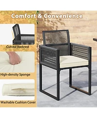 Gouun 3-Piece Outdoor Wicker Dining Set with Tempered Glass Table and Chairs