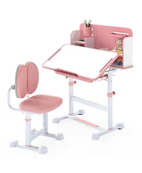 Gouun Kids Height-Adjustable Study Desk and Chair with Tilt Desktop and Pen Holder
