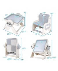 Gouun 6-in-1 Multi-Activity Children Table and Chair Set with Folding Art