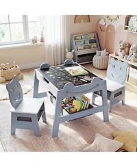 Gouun 5-in-1 Toddler Table and 2 Chairs with Reversible Chalkboard Whiteboard