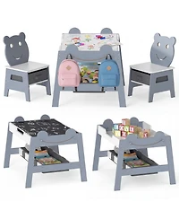 Gouun 5-in-1 Toddler Table and 2 Chairs with Reversible Chalkboard Whiteboard