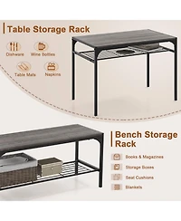 Gouun Industrial 4-Piece Dining Set with Rectangular Table, Bench, and 2 Chairs