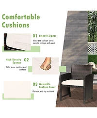 Clihome 3 Pieces Patio Wicker Furniture Set with Storage Table and Cover