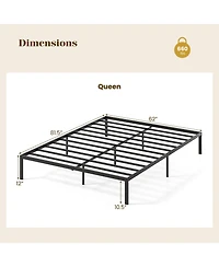 Sugift Queen Size Metal Bed Frame Heavy Duty Support Slats Mattress Foundation