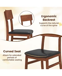 Sugift Dining Chairs Set of 2 with Rubber Wood Legs and Faux Leather Upholstered Seat
