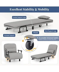 Sugift 3-in-1 Convertible Sofa Bed with 5-Position Adjustable Backrest and Lumbar Pillow