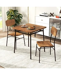 Gouun 3-Piece Square Dining Table Set for 2 with Storage Rack