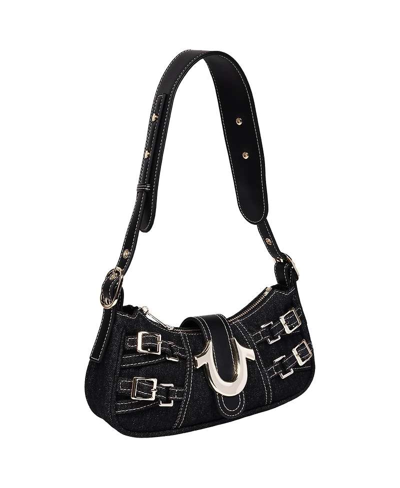True Religion Multi Strap Denim Shoulder Bag