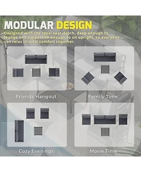 Aecojoy Aluminum Patio Furniture Set 5/4 Seats Outdoor Sectional Couch with Coffee Central Table