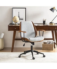 Hulala Home Oswina 37.75"H Modern Tilting Upholstered Solid Wood Office Chair with Bent
