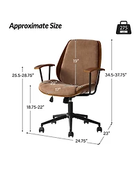 Hulala Home Oswina 37.75"H Modern Tilting Upholstered Solid Wood Office Chair with Bent