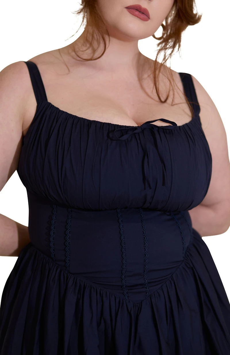 Taideux Women's Camille Fuller Bust Cotton Mini Corset Dress