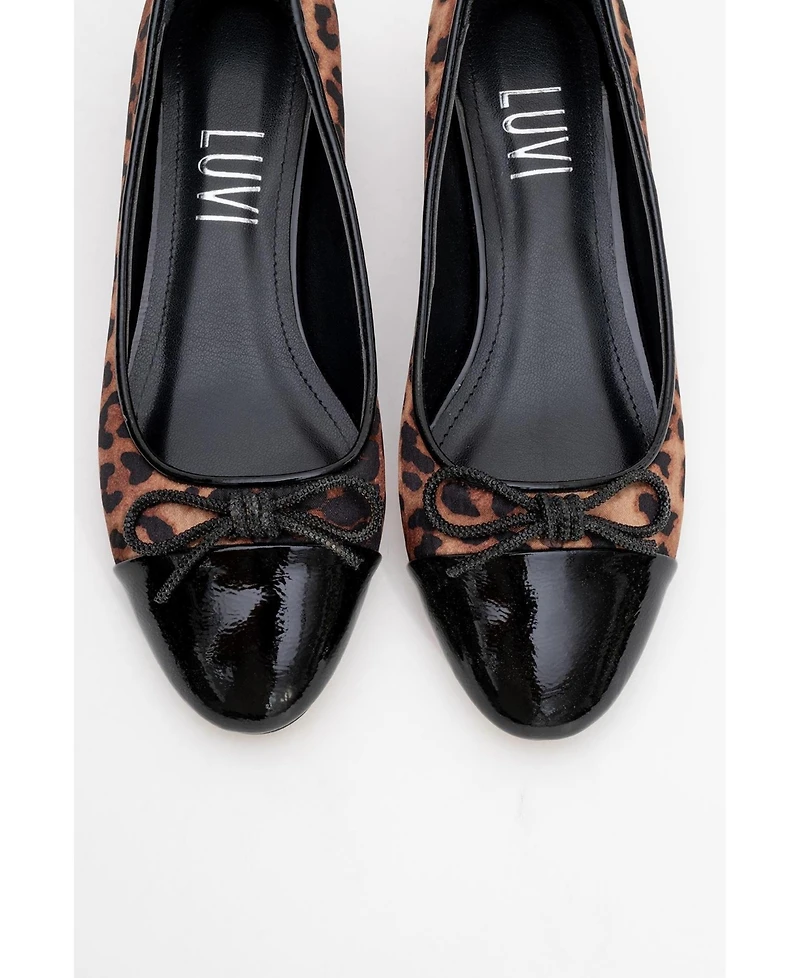 Prologue Shoes Women's Julien Bow Detail Block Heel Flat