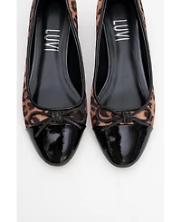 Prologue Shoes Women's Julien Bow Detail Block Heel Flat