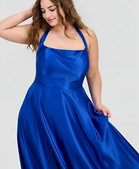 B Darlin Trendy Plus Satin Halter Gown