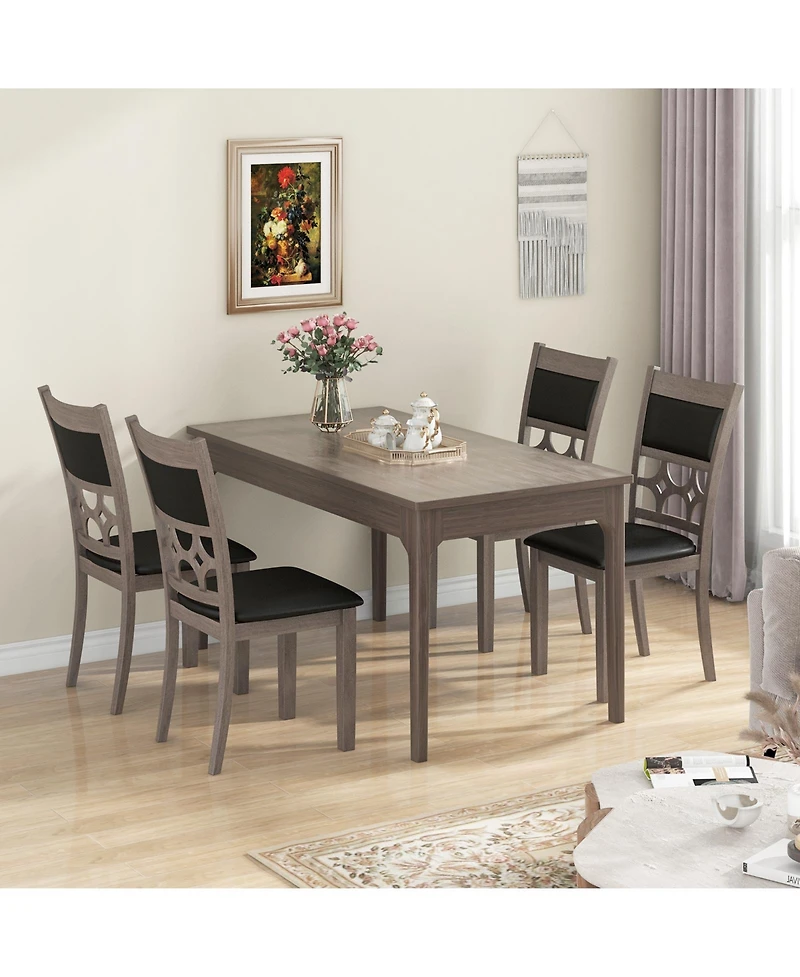 Gouun Upholstered Dining Chairs Set of 2 with Padded Backrest and Seat, Rubber Wood Frame