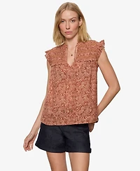 Sanctuary Petite Free Feeling Smocked Sleeveless Blouse