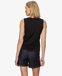 Sanctuary Petite All Set Button-Front Sleeveless V-Neck Tank Top
