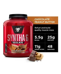 Bsn Syntha-6 Isolate Protein Powder, With Whey Protein Isolate, Milk Protein Isolate, Chocolate Peanut Butter, 48 Servings