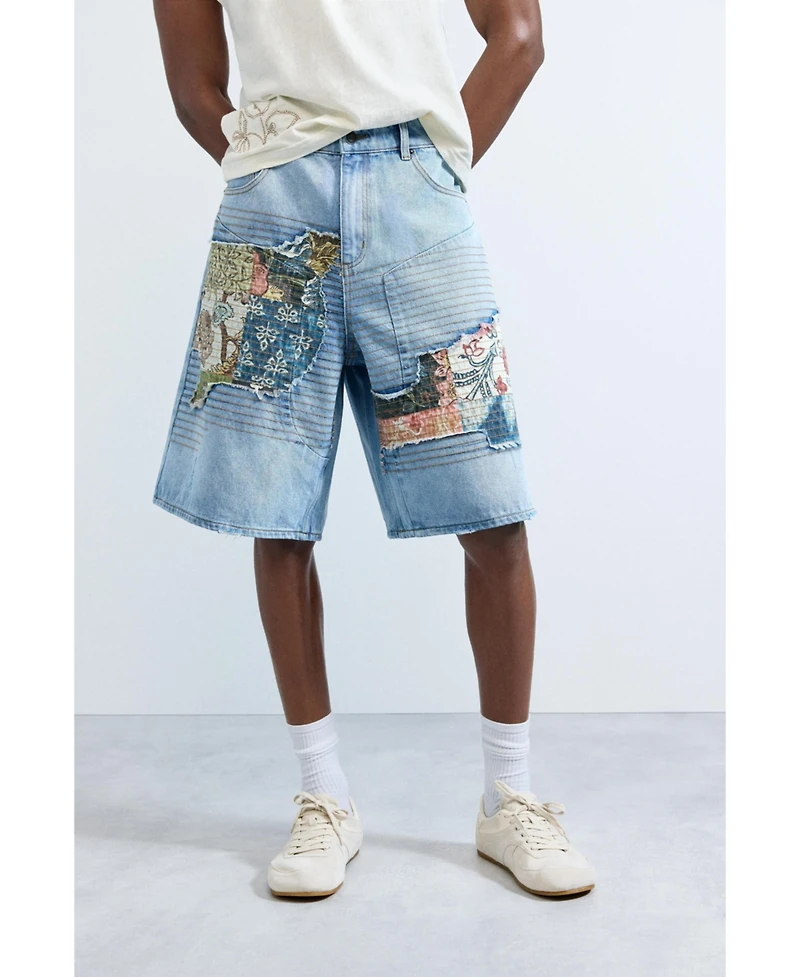 Desigual Men's Denim bermuda patches