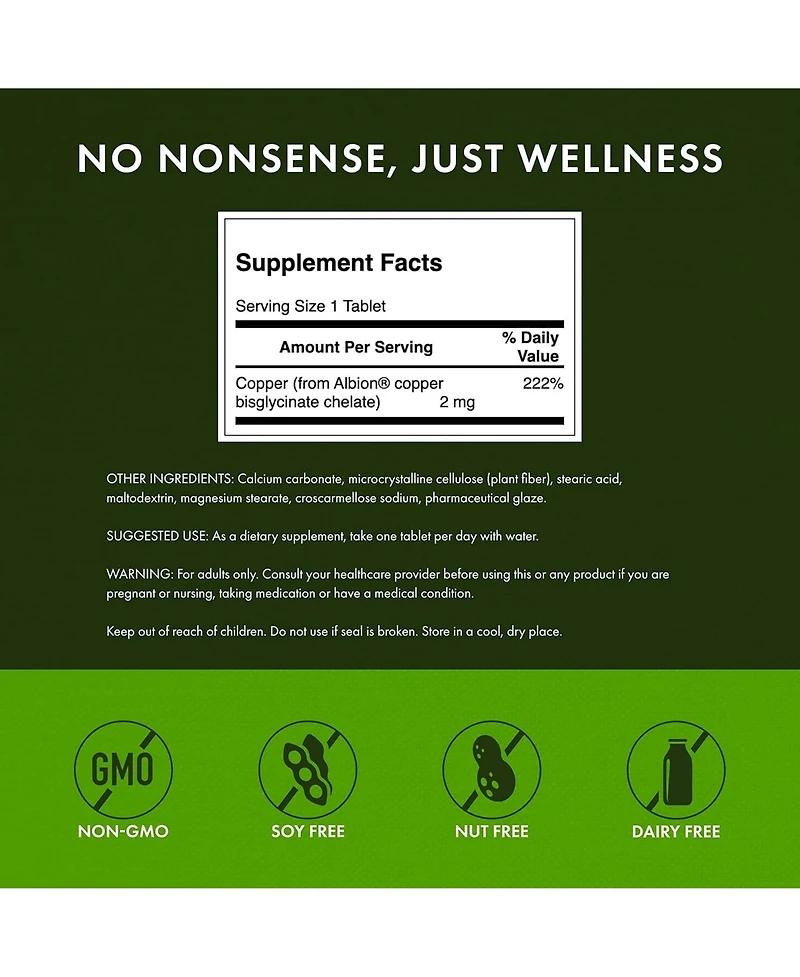 Swanson Copper Antioxidant Immune System Red Blood Cell Support Mineral Supplement copper chelate 2 mg 300 Tablets