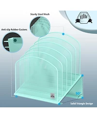 Gnuadz Inclined Desk File Organizer Metal Rack Sorter