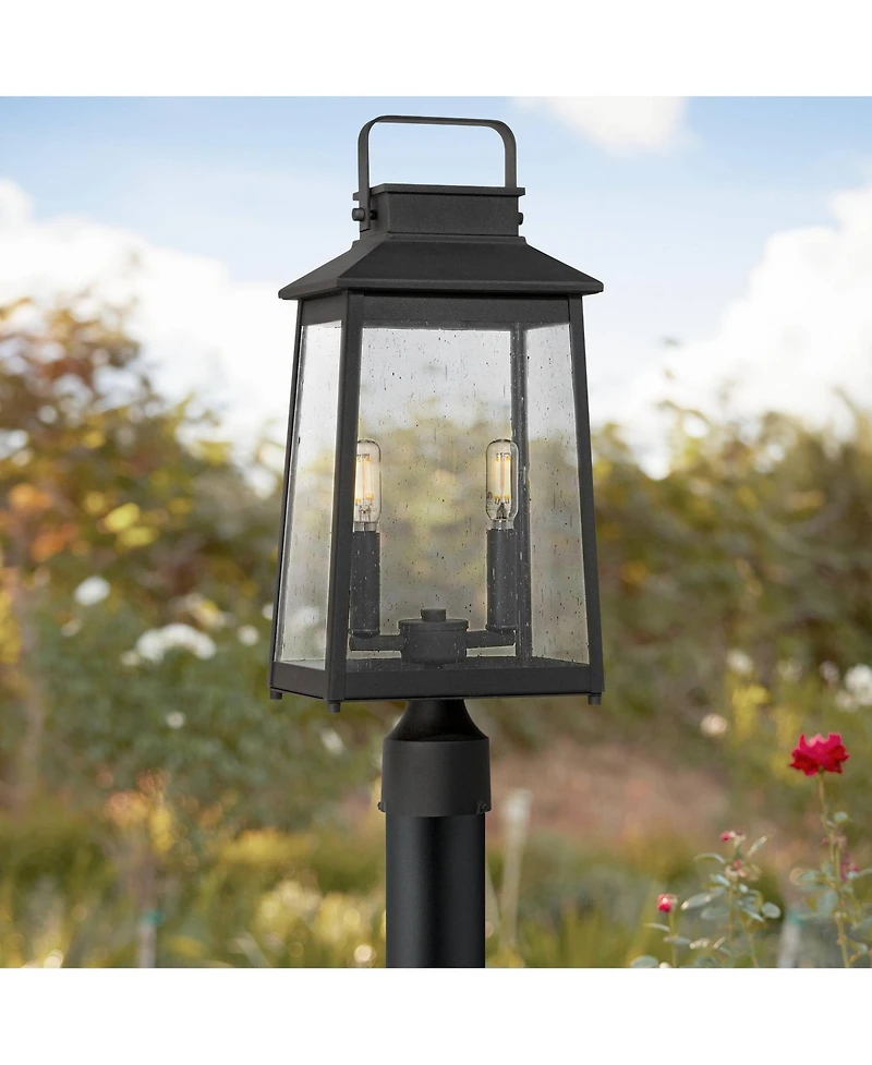 John Timberland Jubliee 20 High Modern Outdoor Post Light Fixture Pole Porch Set of 2 2-Light Metal Clear Glass Shade