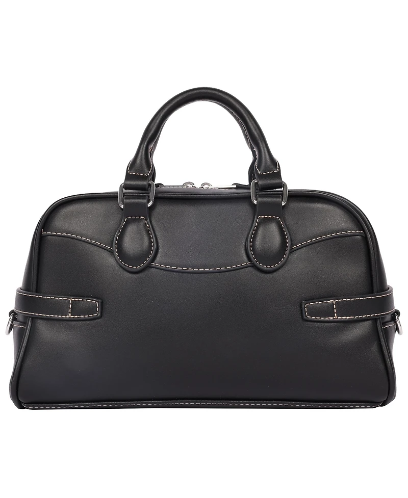 True Religion Brooks Smooth Pu Belted Satchel - Women s Top Handle with Detachable Crossbody Strap