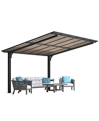 Aecojoy Outdoor Pergola Carport for Patio, Freestanding Lean-to Hardtop Gazebo.