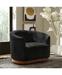 Hulala Home Berklie 31.5"W Modern Boucle Chenille Swivel Barrel Armchair with Ergonomic Backrest