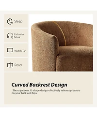 Hulala Home Berklie 31.5"W Modern Boucle Chenille Swivel Barrel Armchair with Ergonomic Backrest