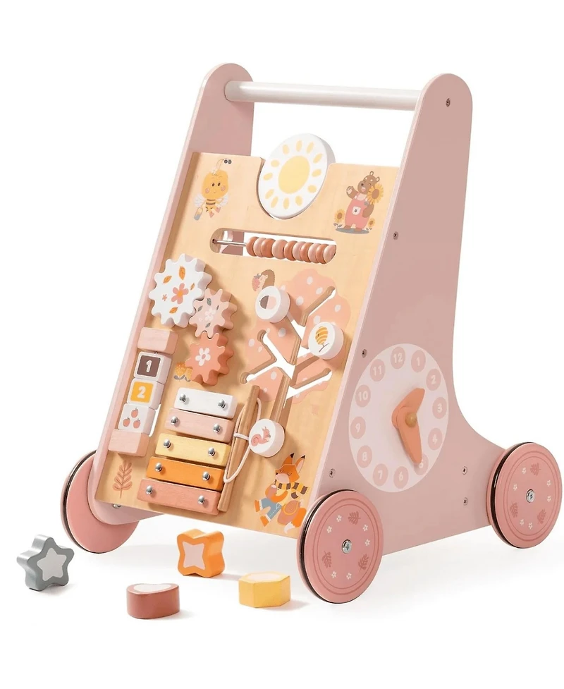 Robotime Wooden Baby Walker, with Wheels, Montessori Push Toys for Babies Learning to Walk, Baby Walkers Activity Center for Boys and Girls