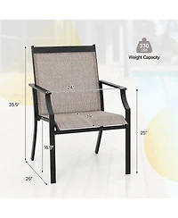 Gymax Patio Chairs Set of 4 Dining Chairs w/ Curved Backrest Long Armrest Breathable Fabric