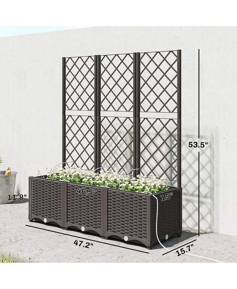 Outsunny 3PCS Self-Watering Planetr with Trellis, Automatic Watering Kit