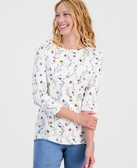Style & Co Petite Cotton Delicate Bloom Top, Macy's Exclusive