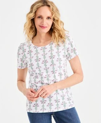 Style Co Womens Printed Short Sleeve Scoop Neck Top Macys Exclusive