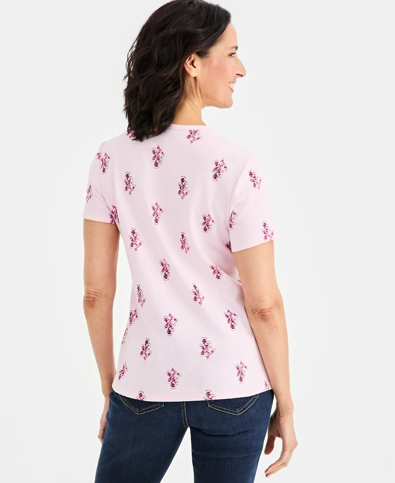 Style & Co Women's Printed Short-Sleeve V-Neck Top, Macy's Exclusive