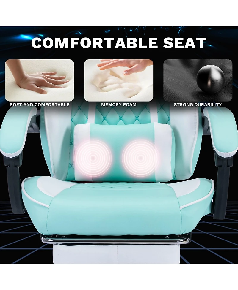 Flynama Massage Gaming Chair with Footrest,Racing Style Gamer Chair
