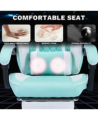 Flynama Massage Gaming Chair with Footrest,Racing Style Gamer Chair
