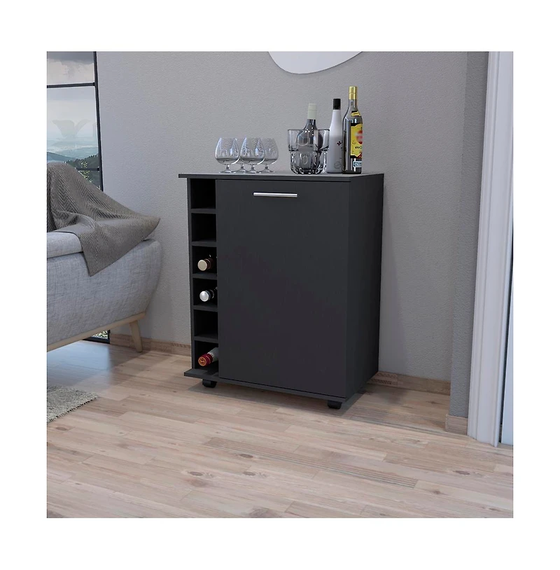 Flynama Cisco Bar Cart for Living Room with Bottle Storage and Casters