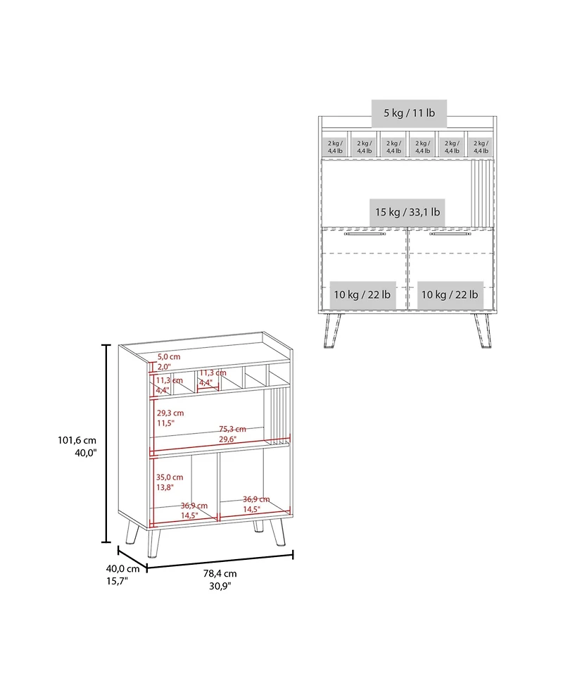 Flynama Wengue Bar Cabinet with Storage and Modern Conical Legs