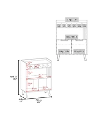 Flynama Wengue Bar Cabinet with Storage and Modern Conical Legs