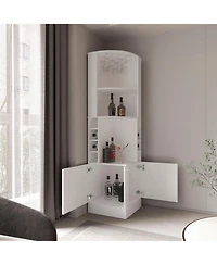 Flynama Beijing Corner Bar Cabinet with Glass Rack and 8 Racks